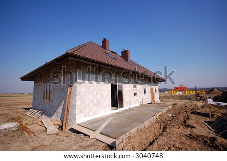 A single house being built