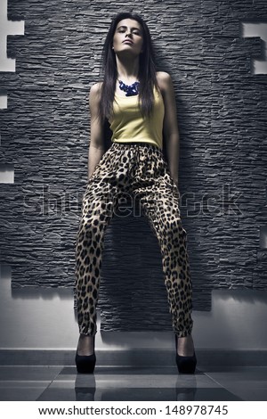 Girl In Clothes With Leopard Print