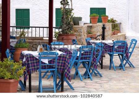 a typical greek fish tavern on the island of Halki, Greece