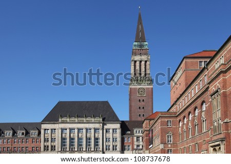 city hall of Kiel with opera house, Germany