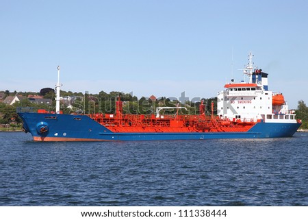 crude oil vessel on Kiel Canal, Germany