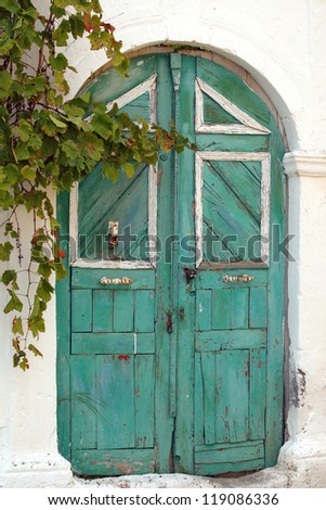 an old wooden door in a village on the island of Rhodes, Greece