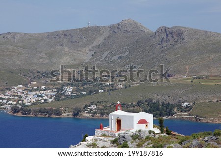 chapel on the top of a hillock on Leros island, Greece