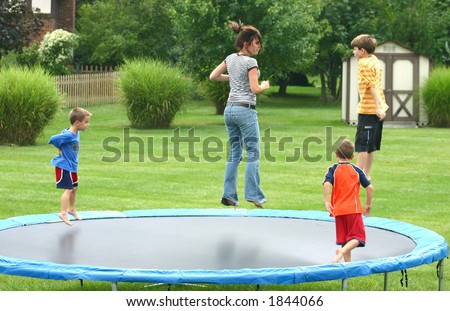 Kids Jumping on Trampoline