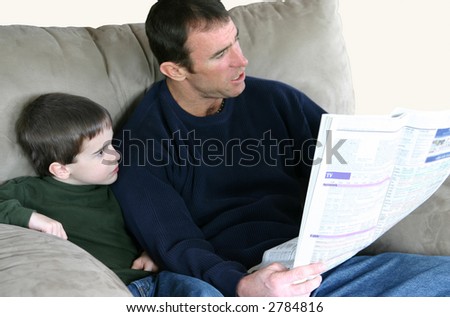 Father and Son Reading Paper