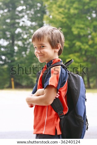 Little Boy on First Day of School