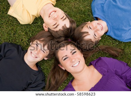 Four Brothers and  Sisters Smiling