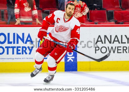RALEIGH, NC â?? December 7, 2014: Detroit Red Wings left wing Henrik Zetterberg (40) during the NHL game between the Detroit Red Wings and the Carolina Hurricanes at the PNC Arena.