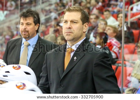 RALEIGH, NC Ã¢?? April 23, 2013: New York Islanders Assistant Coach DOUG WEIGHT during the NHL game between the New York Islanders and the Carolina Hurricanes at the PNC Arena.