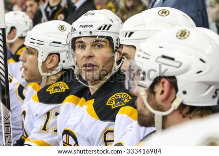 RALEIGH, NC â?? April 13, 2013: Boston Bruins right wing JAROMIR JAGR (68) during the NHL game between the Boston Bruins and the Carolina Hurricanes at the PNC Arena.