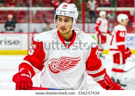 RALEIGH, NC - December 7, 2014: Detroit Red Wings right wing Tomas Jurco (26) during the NHL game between the Detroit Red Wings and the Carolina Hurricanes at the PNC Arena.