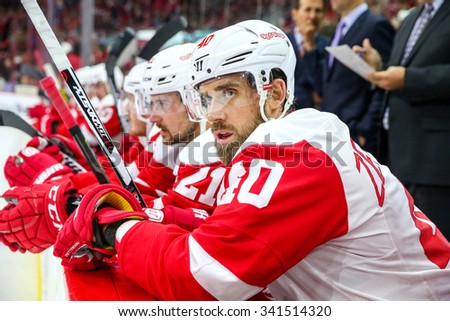 RALEIGH, NC   October 10, 2015: Detroit Red Wings left wing Henrik Zetterberg (40) during the NHL game between the Detroit Red Wings and the Carolina Hurricanes at the PNC Arena.