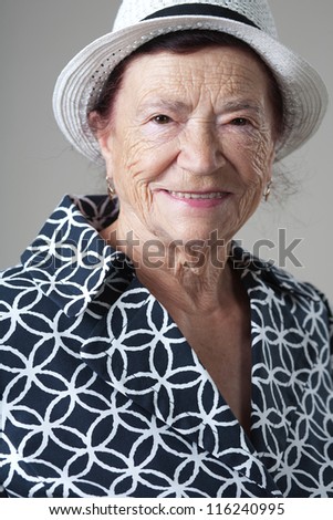 Portrait of a beautiful retired happy senior woman.