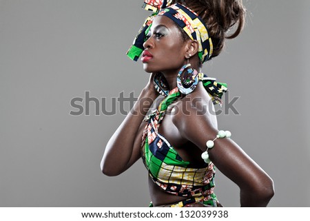 Attractive young African-american fashion model.