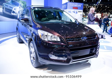 CHICAGO - FEB 12: The 2013 Ford Escape on display at the 2012 Chicago Auto Show. February 12, 2012 in Chicago, Illinois.