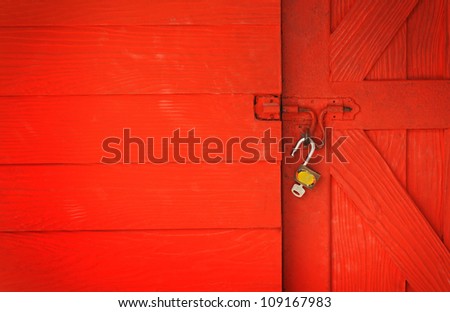 padlock on a wooden door