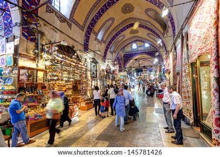 Istanbul - May 27: Inside The Grand Bazaar On May 27, 2013 In Istanbul, Turkey. The Grand Bazaar Is The Oldest And The Largest Covered Market In The World, With 61 Covered Streets And Over 3,000 Shops