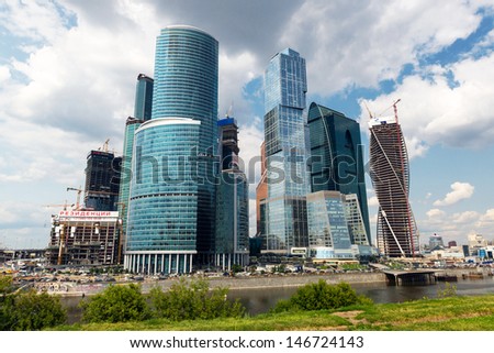 MOSCOW - JULY 11: Moscow-city (Moscow International Business Center) on july 11, 2013, Russia. Moscow-city is a modern commercial district in central Moscow.