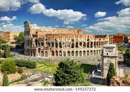View Of The Colosseum In Rome, Italy