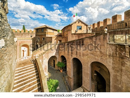 ROME - OCTOBER 2, 2012: Inside the Castle of the Holy Angel. Castle of the Holy Angel (Castel Sant`Angelo) - one of the main tourist attractions of Rome.
