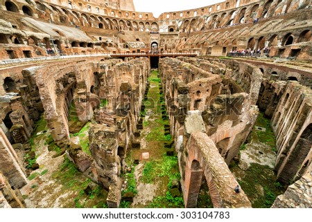 ROME - OCTOBER 1, 2012: Arena Colosseum (Coliseum). The Colosseum is an important monument of antiquity and is one of the main tourist attractions of Rome.