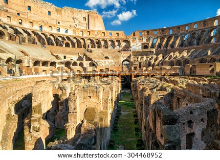 ROME - OCTOBER 4, 2012: Arena Colosseum (Coliseum). The Colosseum is an important monument of antiquity and is one of the main tourist attractions of Rome.