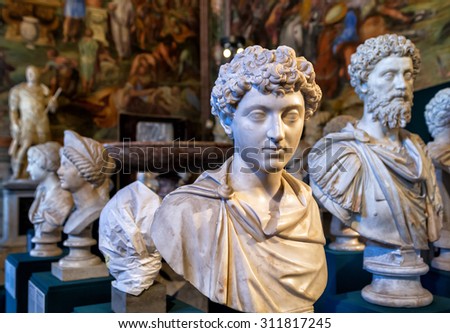 ROME, ITALY - OCTOBER 3, 2012: Antique statue in the Capitoline Museum. Open to the public in 1734, the Capitoline Museums are considered the first museum in the world.