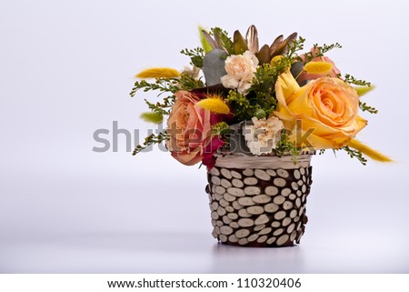 delicate bouquet of roses on a white background