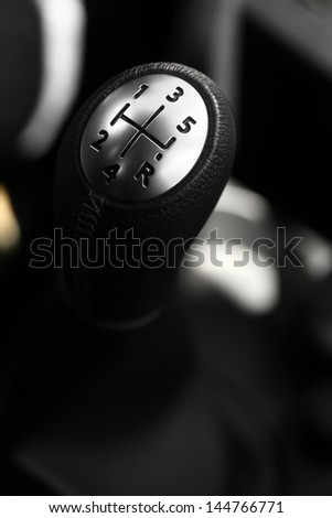 Detail on a gear stick in a new car