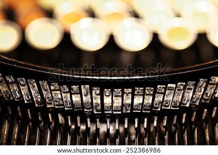 Color detail of the letters of a vintage typewriter.