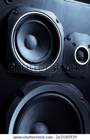 Detail shot of some old round speakers.
