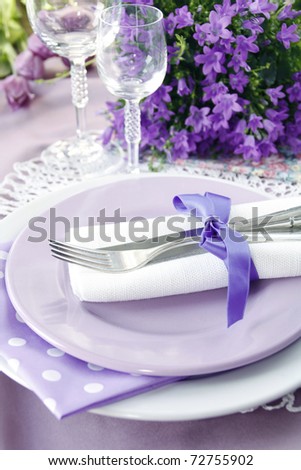 stock photo Table setting in purple color 4