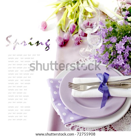 stock photo Table setting in purple color 2