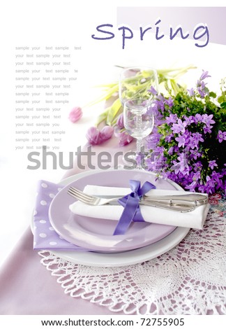 stock photo Table setting in purple color 1