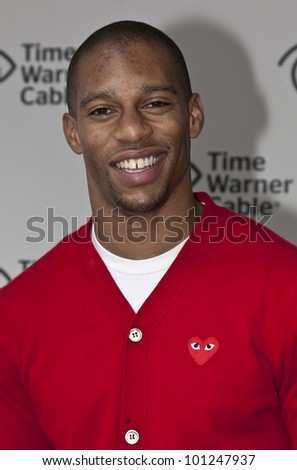 NEW YORK - APRIL 28: Victor Cruz of New York Giants attends Family festival during the 2012 Tribeca Film festival on Greenwich street on April 28, 2012 in New York City