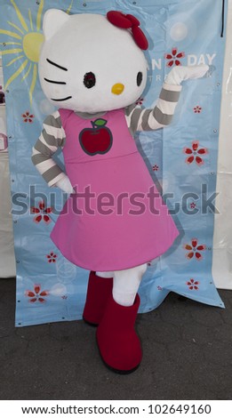 NEW YORK - MAY 13: Hello Kitty character performs in a tent at Annual Japan Day in Central Park on May 13, 2012 in New York City, NY