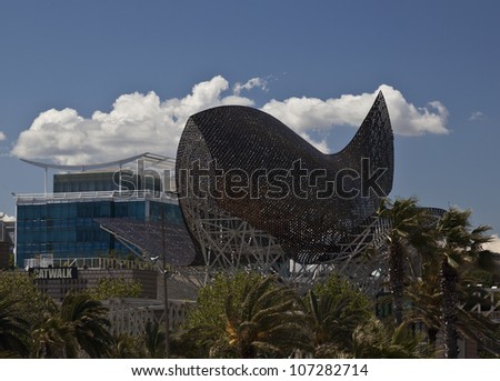 BARCELONA, SPAIN - MAY 02: Sculpture of Fish designed by Frank Gehry for Olympic village in Barcelona as seen on May 2, 2012