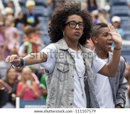 NEW YORK - AUGUST 25: Princeton of Band Mindless Behavior attends Kids Day at US Open tennis tournament sponsored by Hess on August 25, 2012 in Queens New York