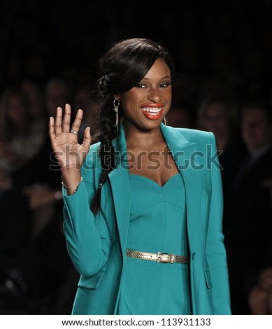 NEW YORK - SEPTEMBER 07: Jennifer Hudson walks the runway for Project Runway Collection during Spring/Summer 2013 at Mercedes-Benz Fashion Week on September 07, 2012 in New York