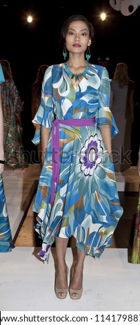 NEW YORK - SEPTEMBER 07: Model shows off dress for Fashion Law Institute Collection by Kelima K during Spring/Summer 2013 at Mercedes-Benz Fashion Week on September 7, 2012 in New York