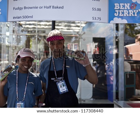 NEW YORK - AUGUST 28: Ben & Jerry ice cream on sale at US Open tennis tournament on August 28, 2012 in Flushing Meadows New York