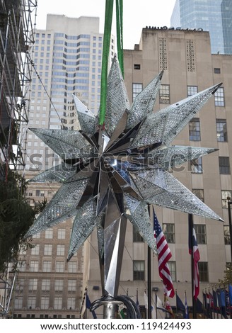NEW YORK - NOVEMBER 20: 2012 Swarovski Star raising ceremony for The 2012 Rockefeller Center Christmas Tree at Rockefeller Plaza on November 20, 2012 in New York City.