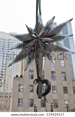 NEW YORK - NOVEMBER 20: 2012 Swarovski Star raising ceremony for The 2012 Rockefeller Center Christmas Tree at Rockefeller Plaza on November 20, 2012 in New York City.