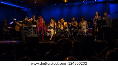 NEW YORK - JANUARY 12: Celebrate Great Women of Blues and Jazz band preforms on stage as part of NYC Winter Jazz Festival at Le Poisson Rouge on January 12, 2013 in New York City