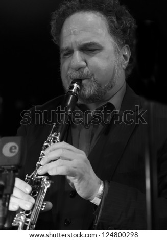 NEW YORK - JANUARY 12: David Krakauer clarinet of The Big Picture band performs on stage as part of NYC Winter Jazz Festival at Le Poisson Rouge on January 12, 2013 in New York City