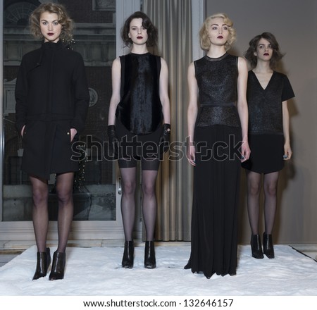 NEW YORK - MARCH 11: Models show off dresses at Fall 2013 presentation for collection by Daniel Vosovic at W Hotel Union Square on March 11, 2013 in New York