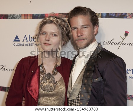 NEW YORK - APRIL 08: Designer Jeff Garner and Sophie Clark attend charity fashion show From Scotland With Love at Stage 48 on April 8 in New York City