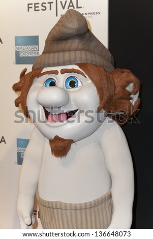 NEW YORK - APRIL 27: Smurf character Hackus from Smurfs 2 movie attends Sneak Peek of The Smurfs 2 at Family festival during the 2013 Tribeca Film festival at BMCC on April 27, 2013 in New York