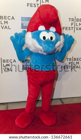 NEW YORK - APRIL 27: Smurf character Papa Smurf from Smurfs 2 movie attends Sneak Peek of The Smurfs 2 at Family festival during the 2013 Tribeca Film festival at BMCC on April 27, 2013 in New York
