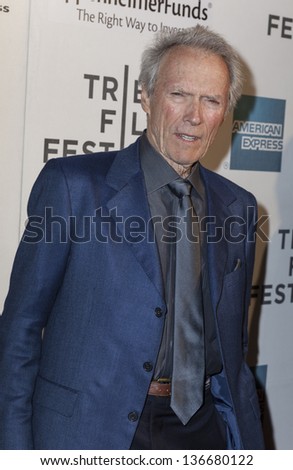 NEW YORK - APRIL 27: Clint Eastwood attends Tribeca Talk Director's series with Darren Aronofsky at the 2013 Tribeca Film festival at BMCC on April 27, 2013 in New York City